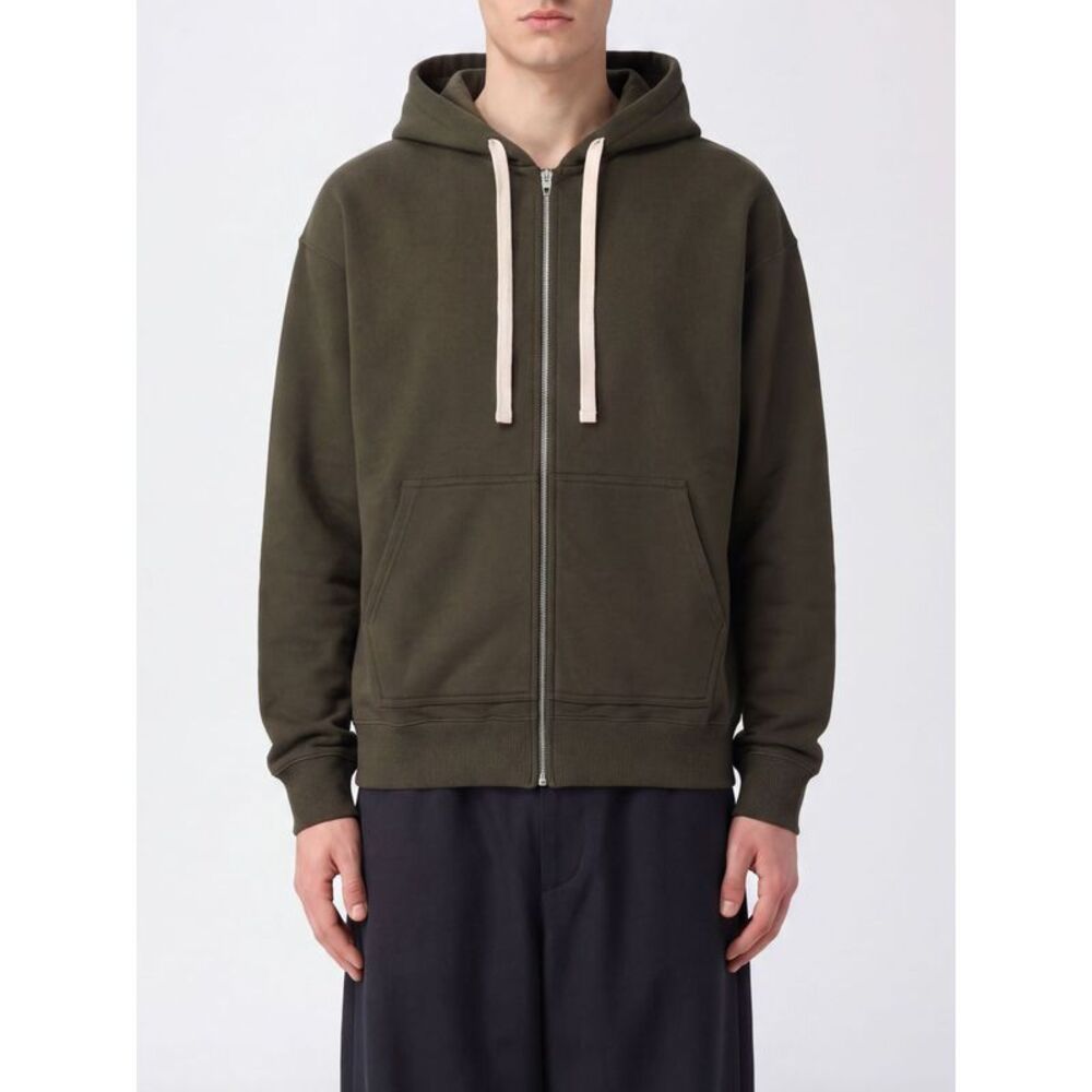 Jil Sander Men Jil Sander Two-Tone Pure Cotton Zip-Up Hoodie